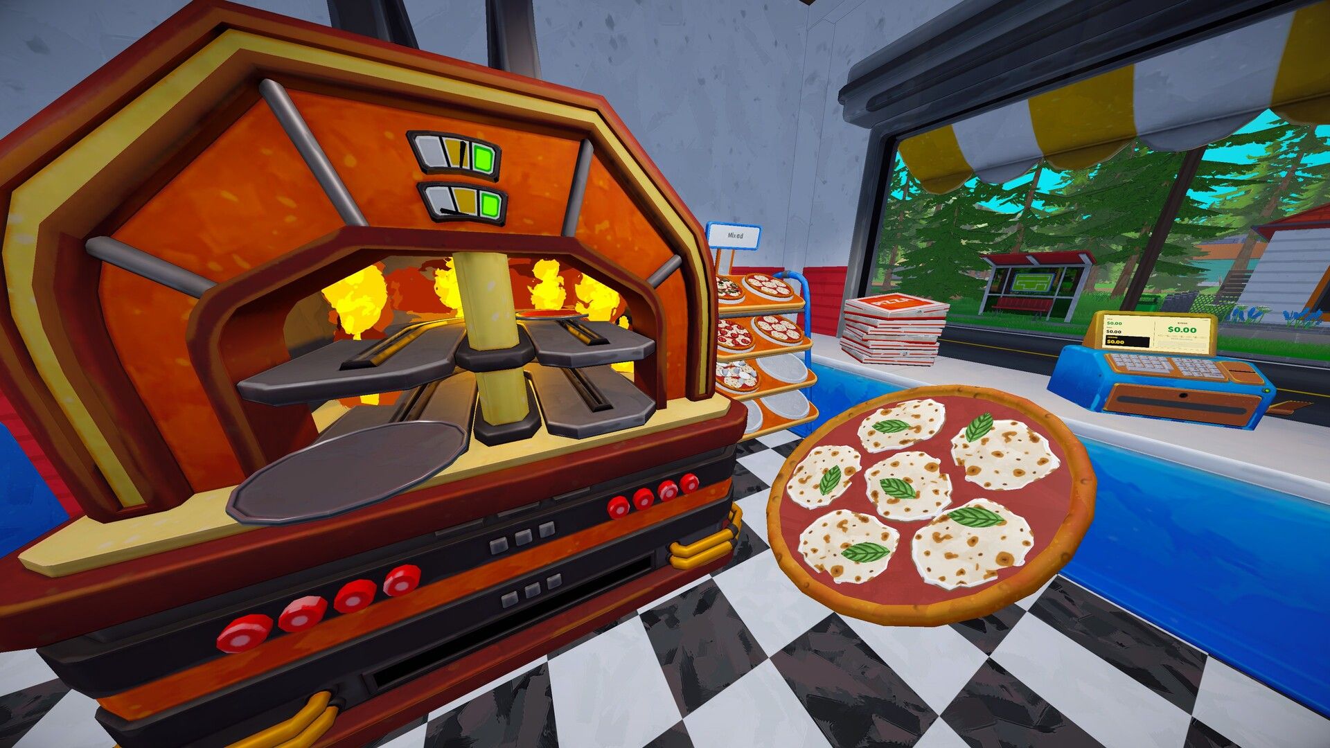 Pizza shop and staff screenshot
